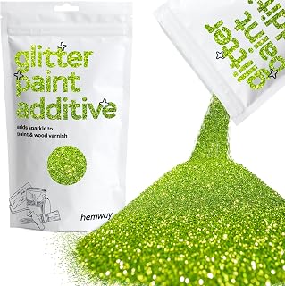 Hemway Glitter Paint Additive Glitter Crystals for Acrylic Paint, Interior & Exterior Walls, Wood, Varnish, Furniture, Matte, Gloss, Satin, Silk - 100g / 3.5oz - Lime Green