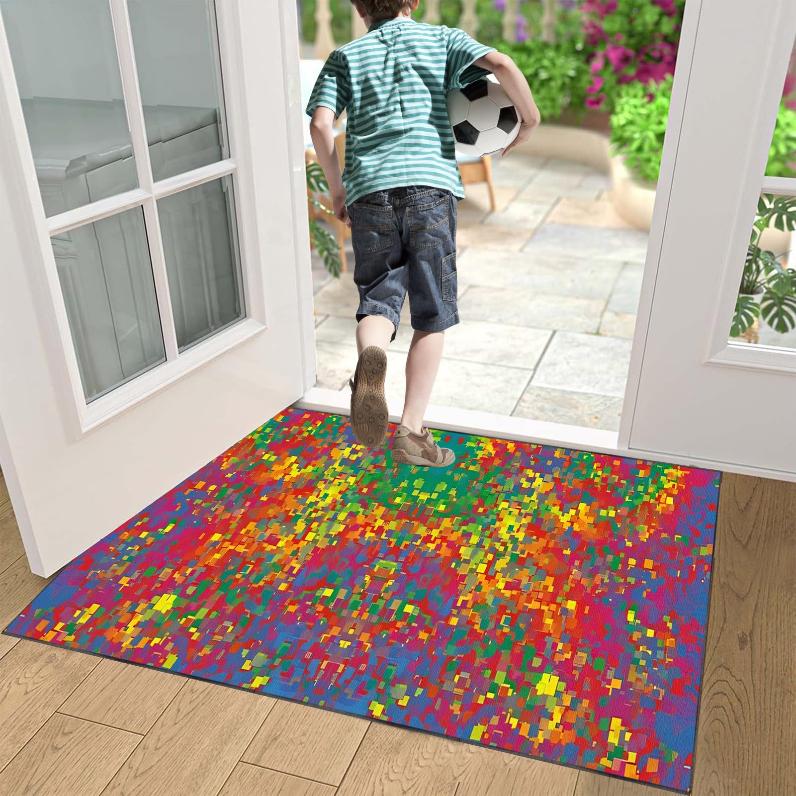 Tapis de Passage 110 x 250 cm Tapis de Couloir Tapis Cuisine Antidérapant Lavable Tapis de Porte d'intérieur et d'extérieur Tapis de Sol Paillasson Tapis de Cuisine Devant ​Evier Tapis Couloir Long