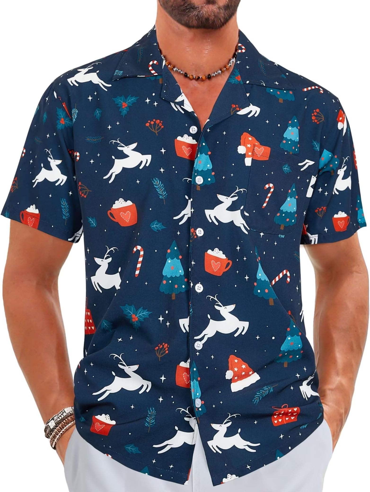 ELETOPMen's Christmas Hawaiian Shirt