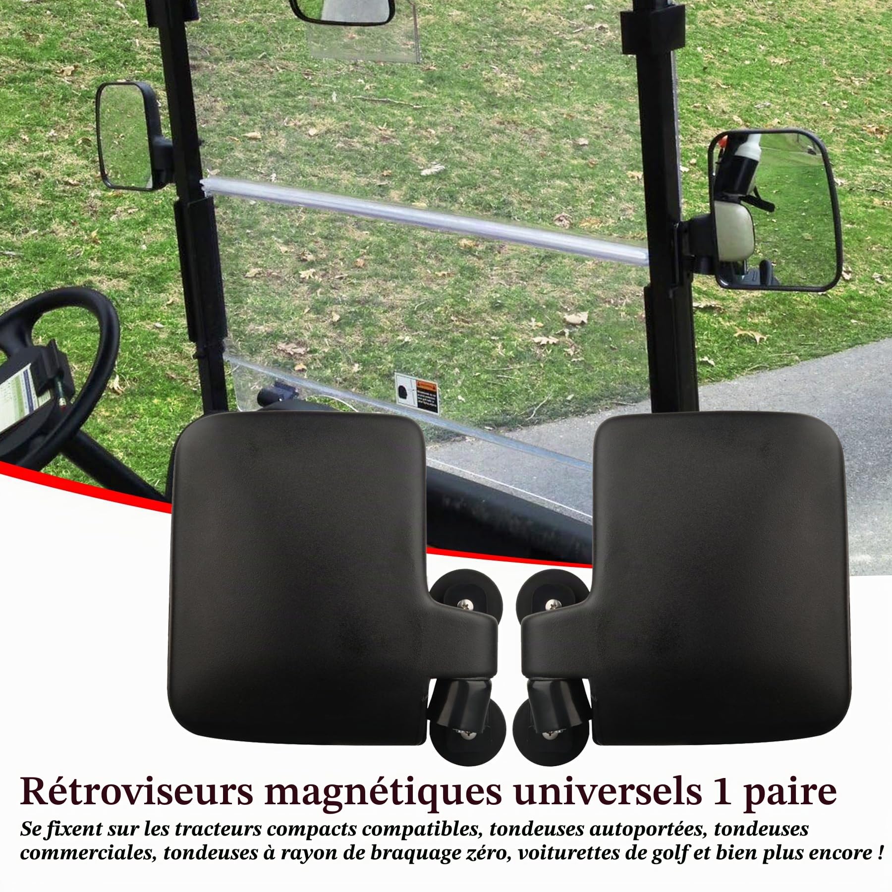 MUTUACTOR Universel MagnéTique Tracteur Miroirs,Pas De Forage, Anti-DéRapant Chariot De Golf Miroirs RéTroviseurs Pour John Deere,Kubota,Kioti,Accessoires De Tracteur éLéVateur éLéVateur (1 Paire)