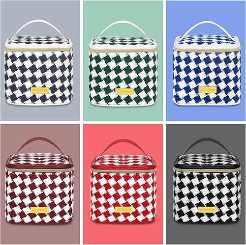 Miniatura 7 de AOYUNHUI Bolsa de maquillaje, bolsa de cosméticos portátil con asa, bolsa de gran capacidad, bolsa con cremallera, organizador de cosméticos de