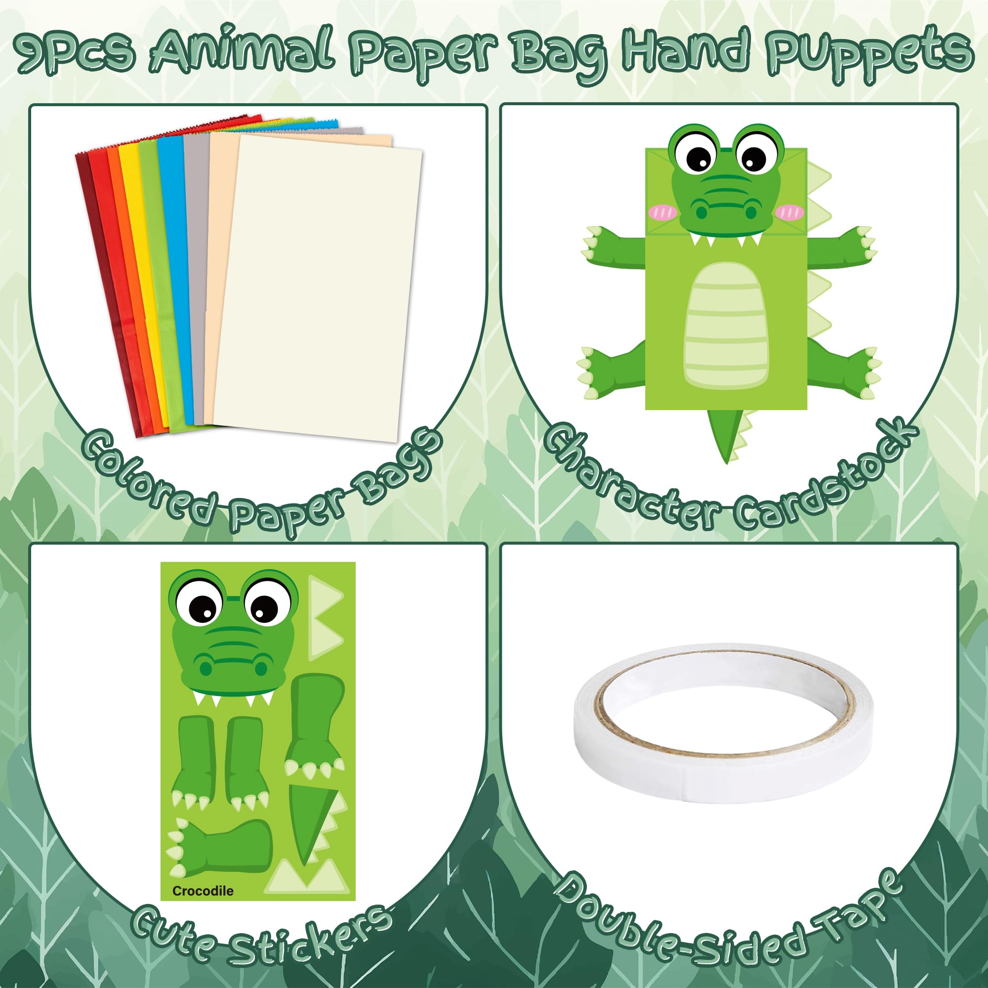WATINC 9Pack Hand Puppet Art Craft Making Your Own Paper Sock Puppets Kits - Image 2