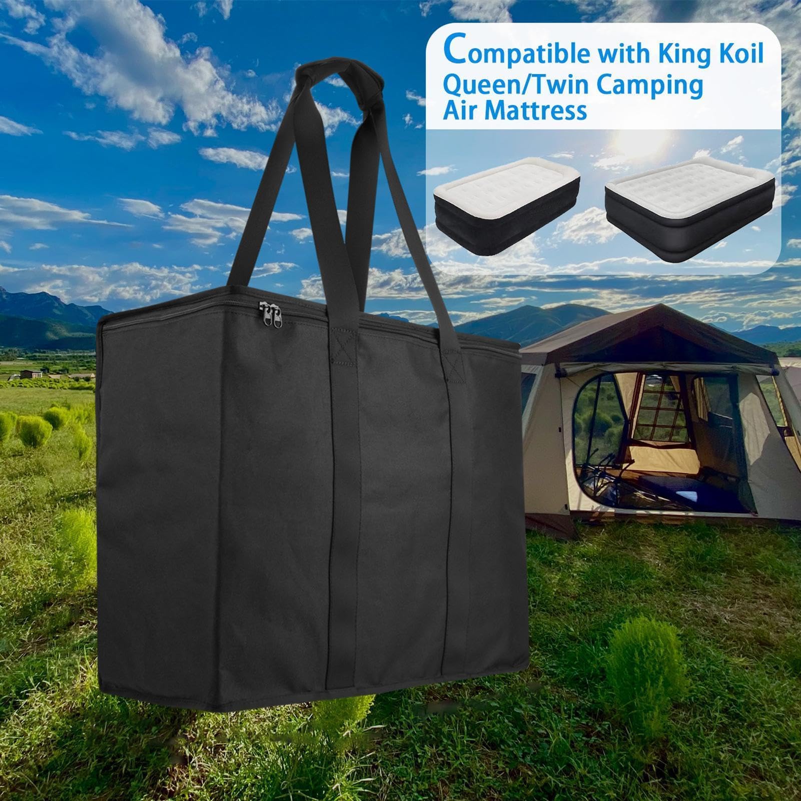 Sac de rangement pour matelas pliants, sac de matelas avec poignées, sac de matelas en nylon gonflable - Rangement de camping, bouchon pliable multi-paris pour voyages en air