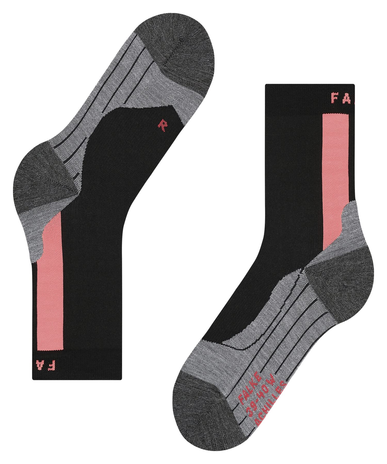 FALKE Kobiety Skarpety do biegania Achilles W So Oddychający I Szybkoschnący chroni ścięgno achillesa 1 Para, Czarny Black 3008, 39-40