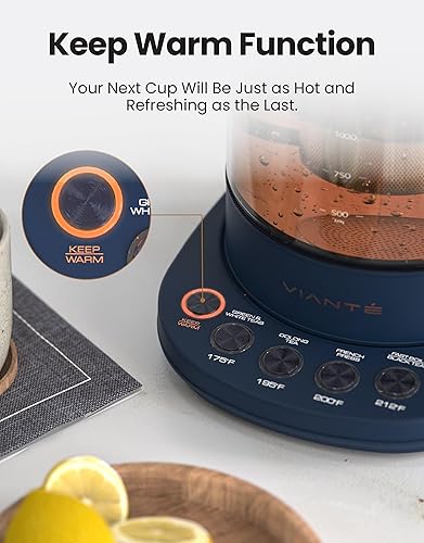 Miniatura 6 de Vianté Hot Tea Maker Hervidor eléctrico de vidrio con infusor de té y control de temperatura. Apagado automático. Programas de preparación para tus