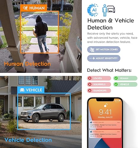 Miniatura 3 de Amcrest 4K Night Color AI Torret IP PoE Cámara de visión nocturna a todo color de 49 pies cámara IP de seguridad micrófono integrado detección