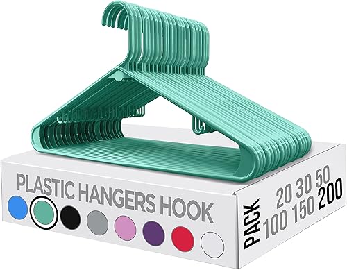 Vista 54 de Utopia Home Perchas de plástico, paquete de 30 unidades, perchas con ganchos, duraderas y ahorran espacio (negro)