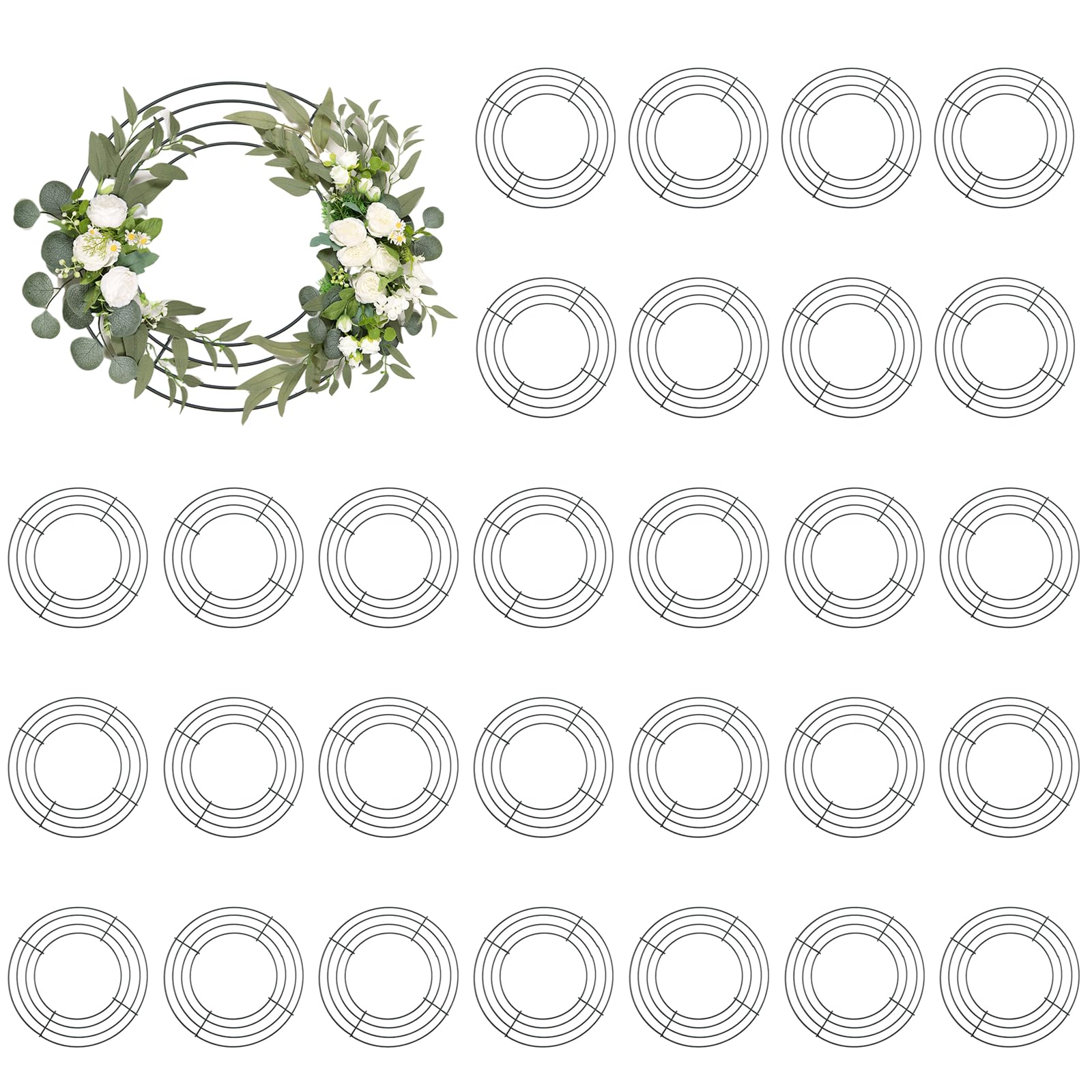 Couronnes de fleurs DIY réussies avec le lot de cadres ronds en métal vert 20 cm