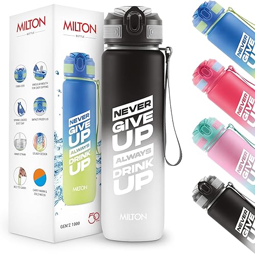 Miniatura 10 de MILTON Botella de agua deportiva de 32 onzas con popote, tapa abatible a prueba de fugas, boca ancha para una fácil limpieza, botella de plástico