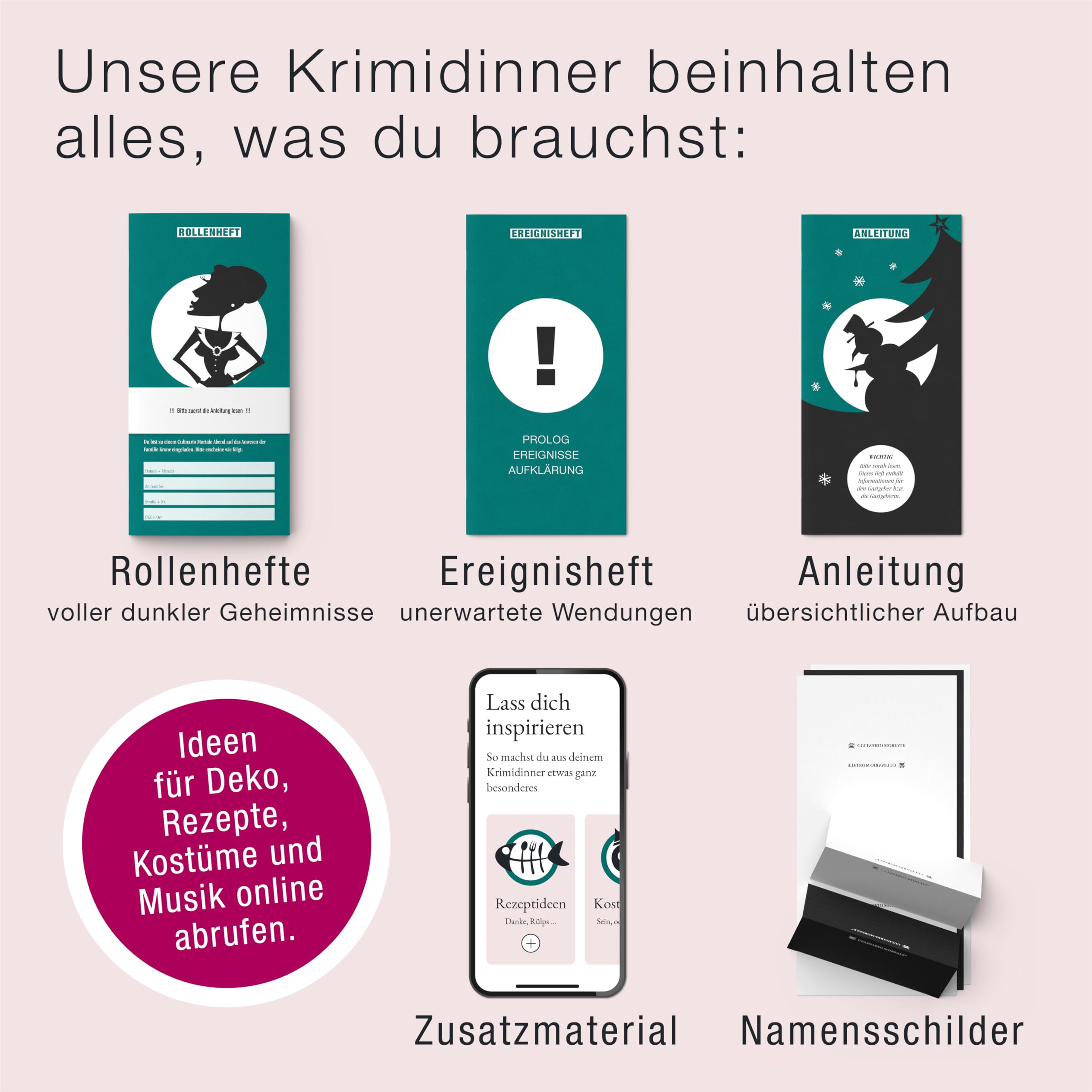 CULINARIO MORTALE® – Krimidinner für Zuhause 4 bis 6 Personen - Advent, Advent, EIN Grablicht brennt/Krimidinner Weihnachten/Krimi Dinner für Zuhause/Krimispiele für Erwachsene
