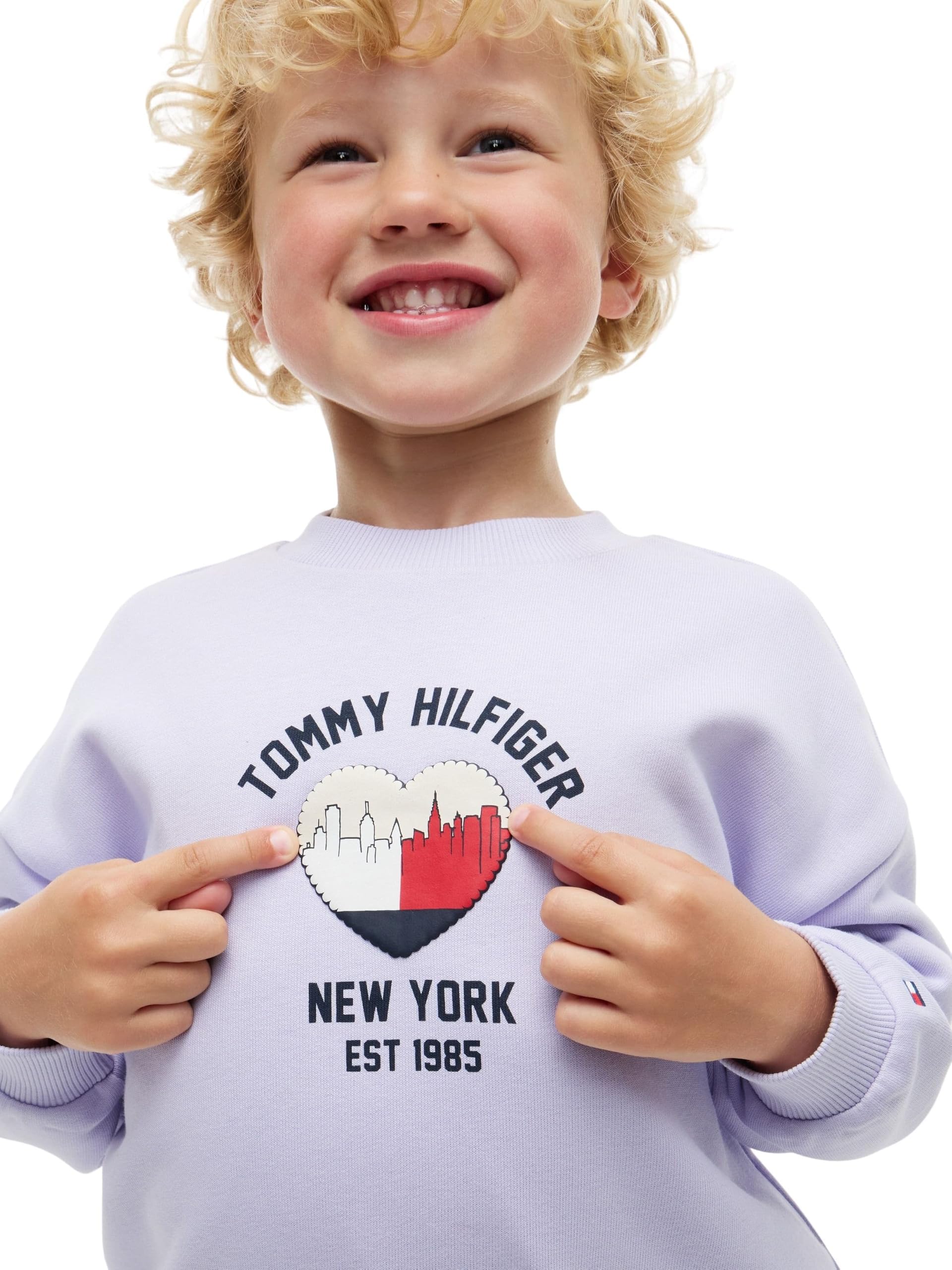 Tommy Hilfiger Kids Gender Inclusive Lu Crewneck Sweatshirt KS0KS00781 Pullover Sweatshirt, Purple, 24 Month