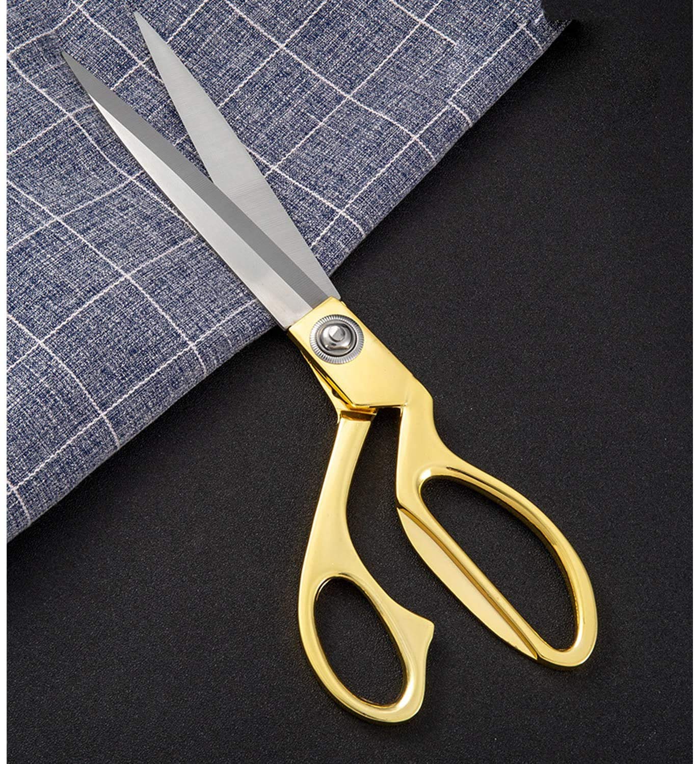 Tijeras de sastre afiladas de acero inoxidable dorado de 8.5 pulgadas, tijeras profesionales para el hogar, tijeras de tela, tijeras de corte resistente, costura, manualidades, hogar, cocina