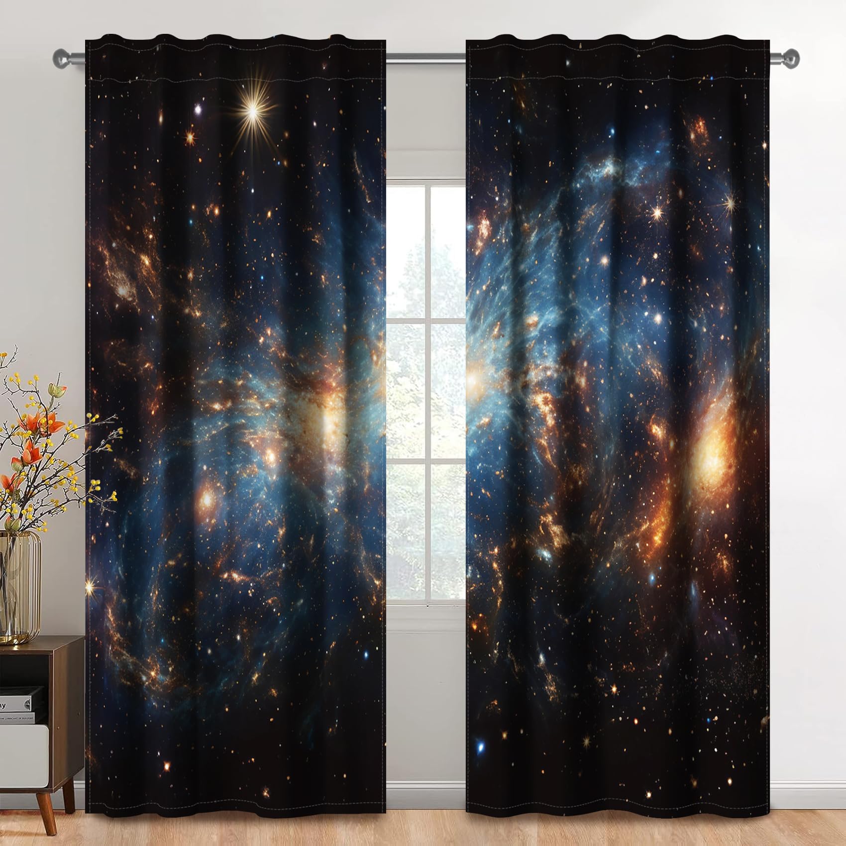 Kzzfqxb 117x229cm Space Curtains Set of 2 Panels - Image 2
