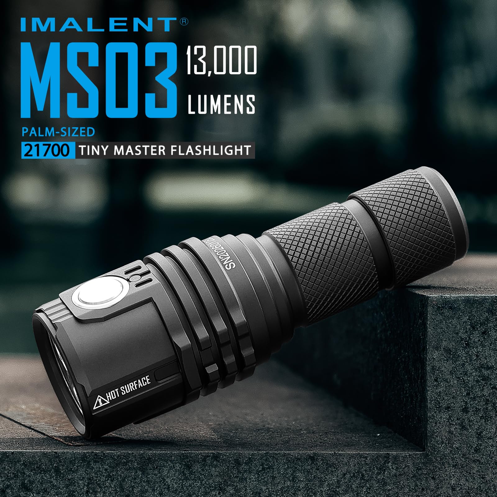 IMALENT MS03 13000 lúmenes linterna táctica antorcha EDC súper luminosa, 3 unidades CREE XHP70 2ª linterna de mano LED de alta lúmenes para camping, senderismo, seguridad y emergencia (luz cálida)