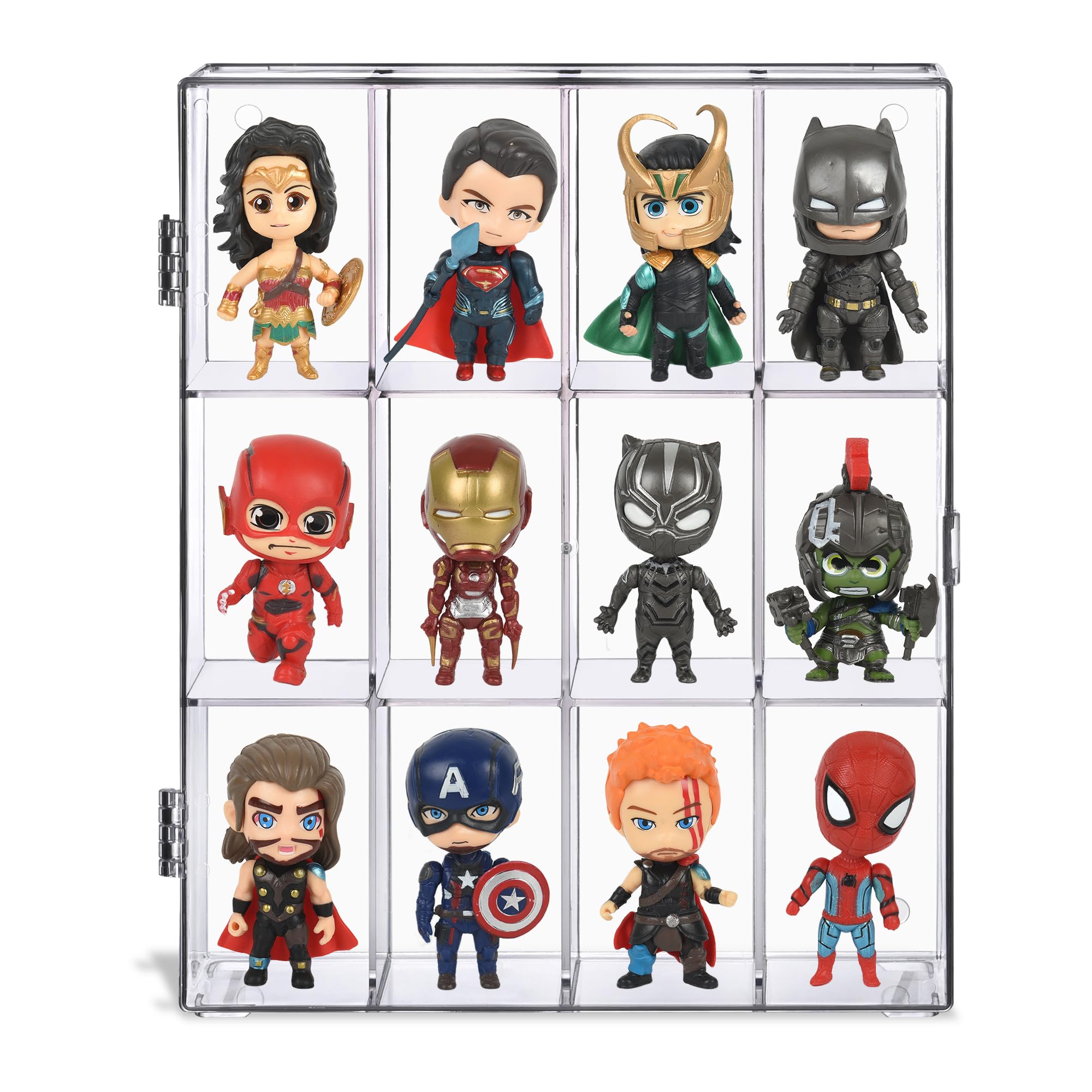 CELSOL 12-Compartment Acrylic Display Case for Figures, Rocks, Crystals, Mini Toys & Collectibles - Clear Display Box, Wall-Mountable & Desktop, Swing Door Design, Dustproof & Waterproof, No Assembly