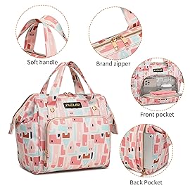 FHELAD Pink Small Diaper Bag Backpack Diaper Tote Bag Printed, Waterproof Multi-Function Mini Tote Maternity Bags Travel Backpacks with Insulated Pockets, Pink