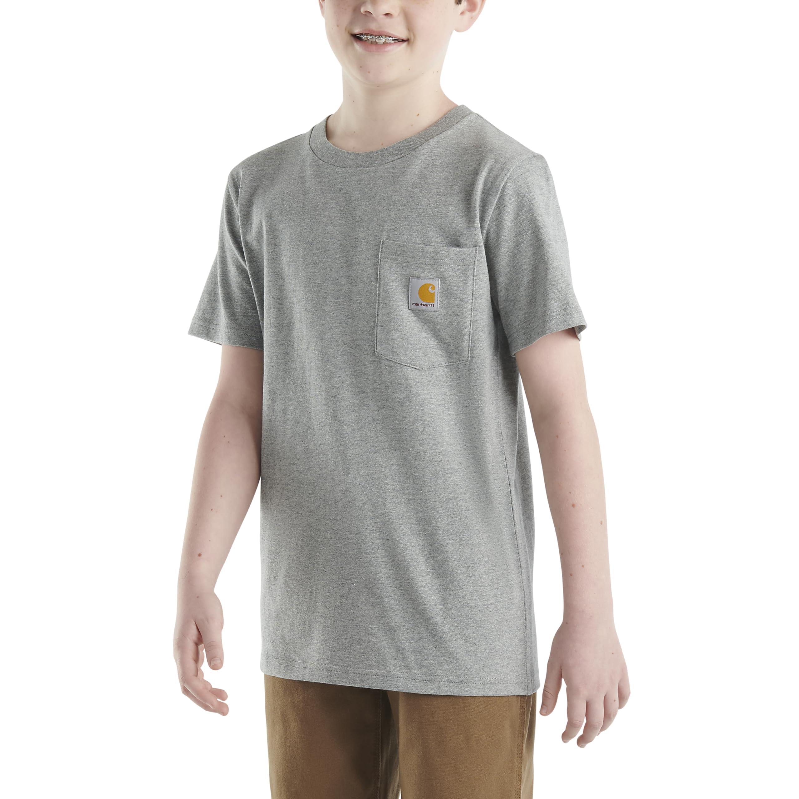 Carhartt Kinder-T-Shirt, kurzärmelig, Tasche | 100 % Baumwolle, ein klassisches T-Shirt mit Taschen, robust für Kinder, für den täglichen Gebrauch