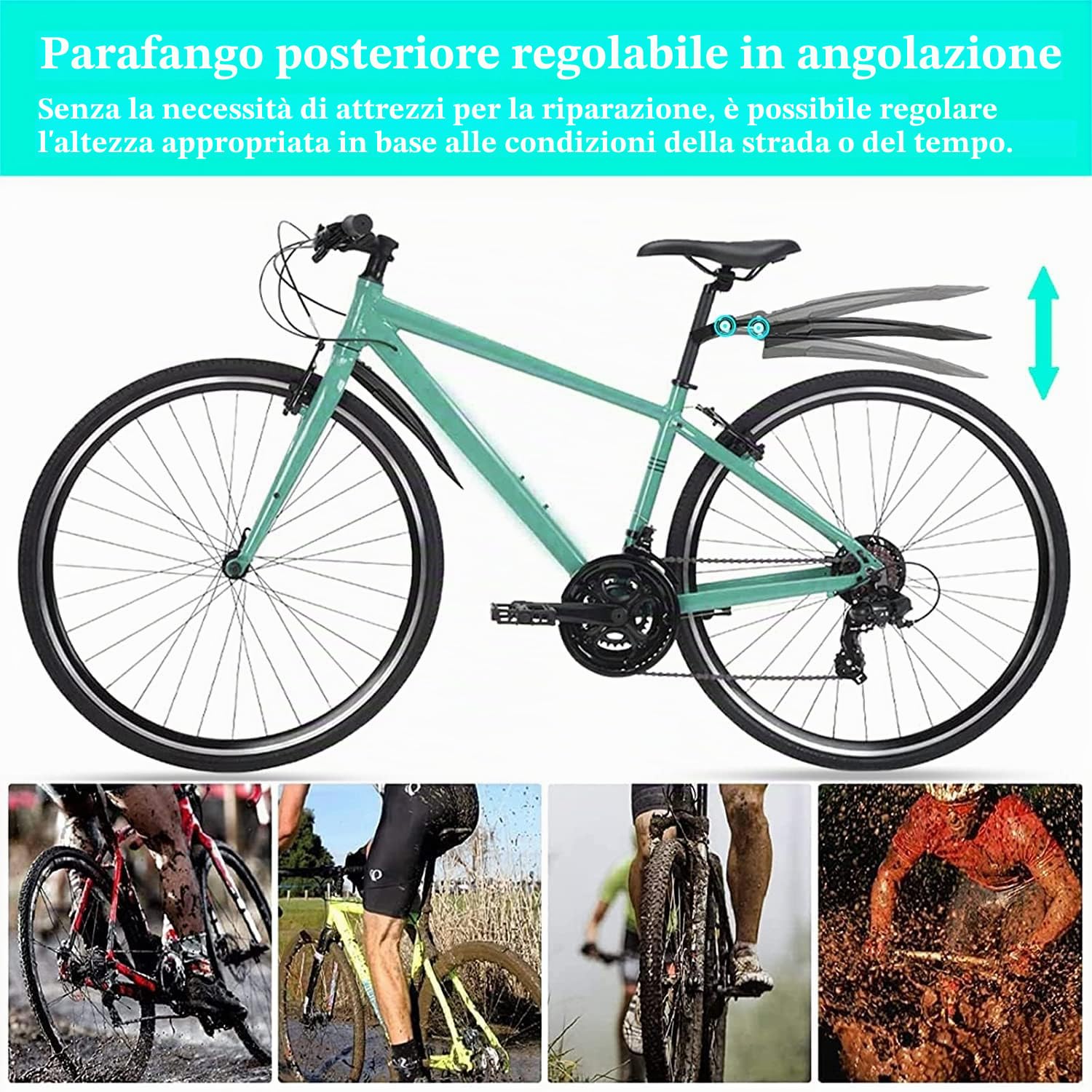 Favuit Parafango Bici, Universale Regolabile Parafanghi Bici Set 20-26 Pollici Anteriore Posteriore Parafango Bicicletta per Mountain Bike Bici da Corsa MTB