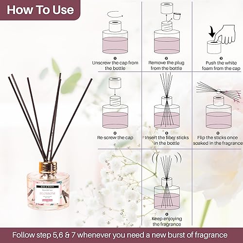 Miniatura 6 de Soul &amp; Scents Jasmine - Juego de difusor de varillas perfumado de 4.06 onzas (4.1 fl oz) con 6 varillas de fibra para decoración de habitación,
