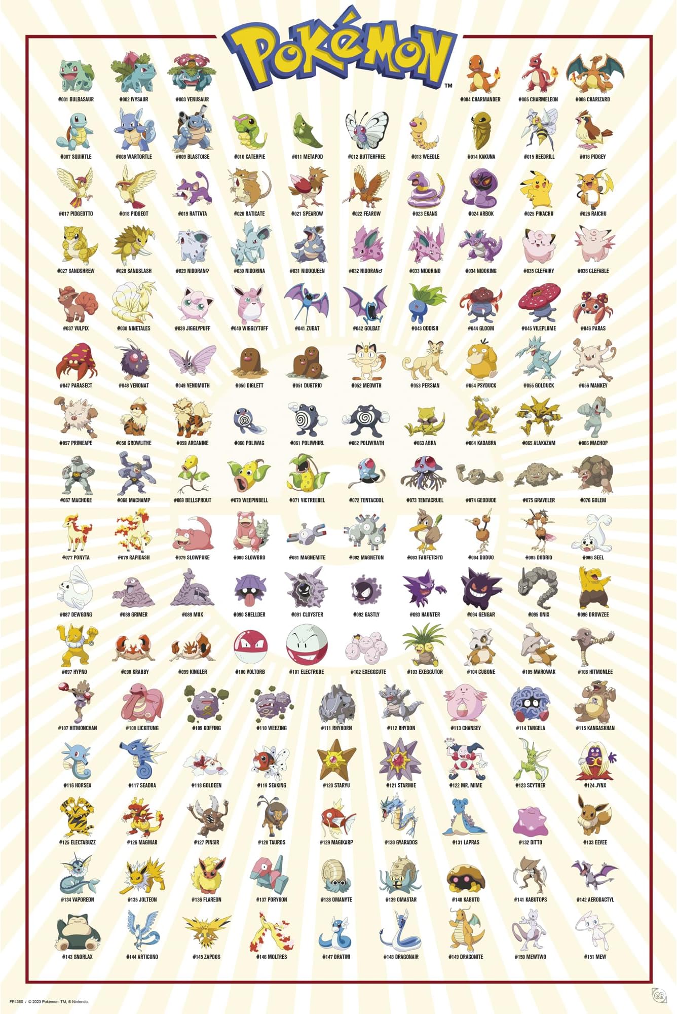 GB Eye Pokemon Kanto 151 Maxi Poster, Unframed, Landscape, Glossy, 61 x 91.5 cm, Living Room