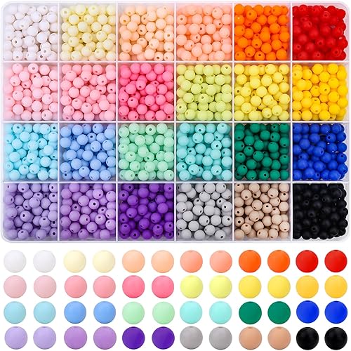 Miniatura 1 de BONNY BOXX Juego de 3000 cuentas espaciadoras de 6 estilos para la fabricación de joyas (oro, plata, oro rosa, oro KC), cuentas redondas sueltas