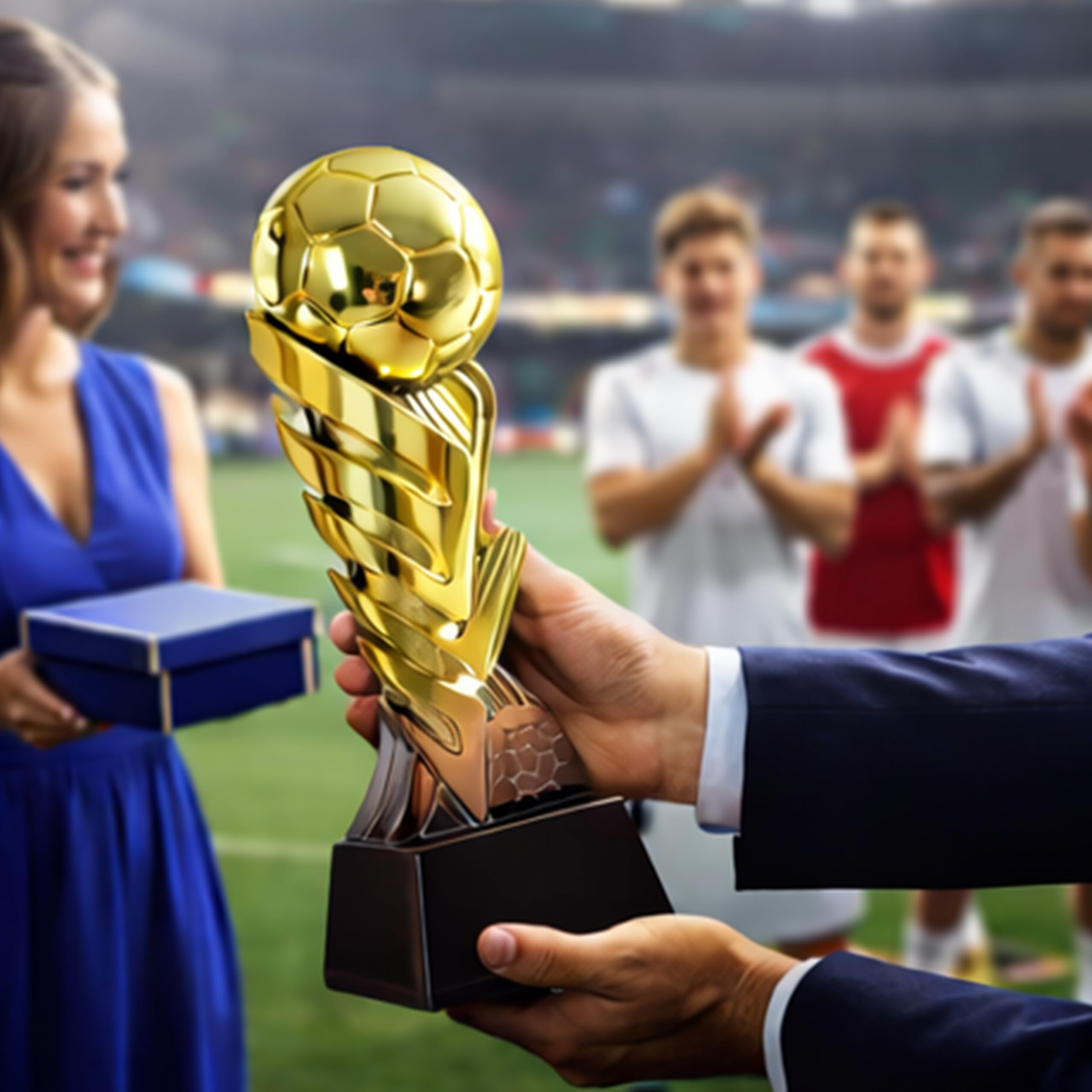 Larius Trophée de football doré avec ballon (21,5 cm, 635 g) - Trophée de football avec gravure en option - Coupe de vainqueur pour tournois, clubs et compétitions de football - S3