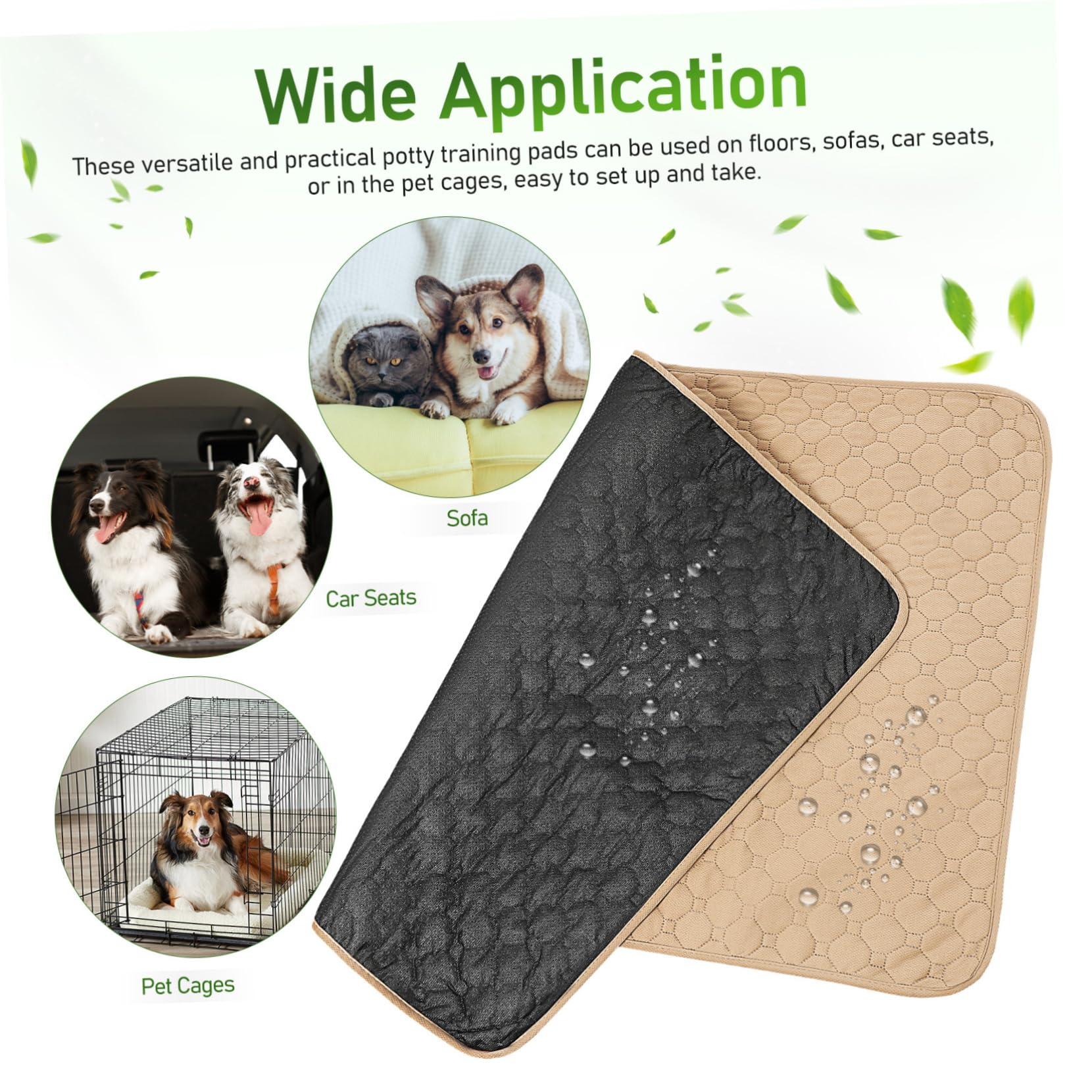 2piezas Almohadillas Impermeables Anti-orinar para Gatos y Perros Empapadores para Orina De Mascotas Lavables para Entrenamiento De Baño y Protección De Camas De Perros Unidades