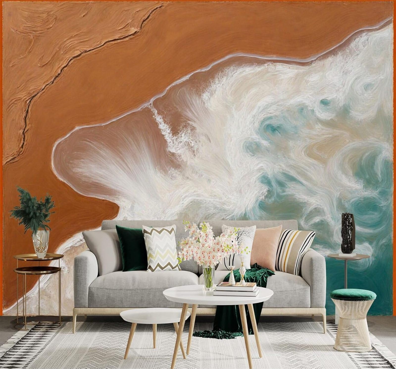 XLMING Abstract Waves Beach Foam Art 3D Wallpaper Silky Texture Home Study Office Grey Dining Room Sofa Bedroom Living Room TV Backdrop-250cm×170cm
