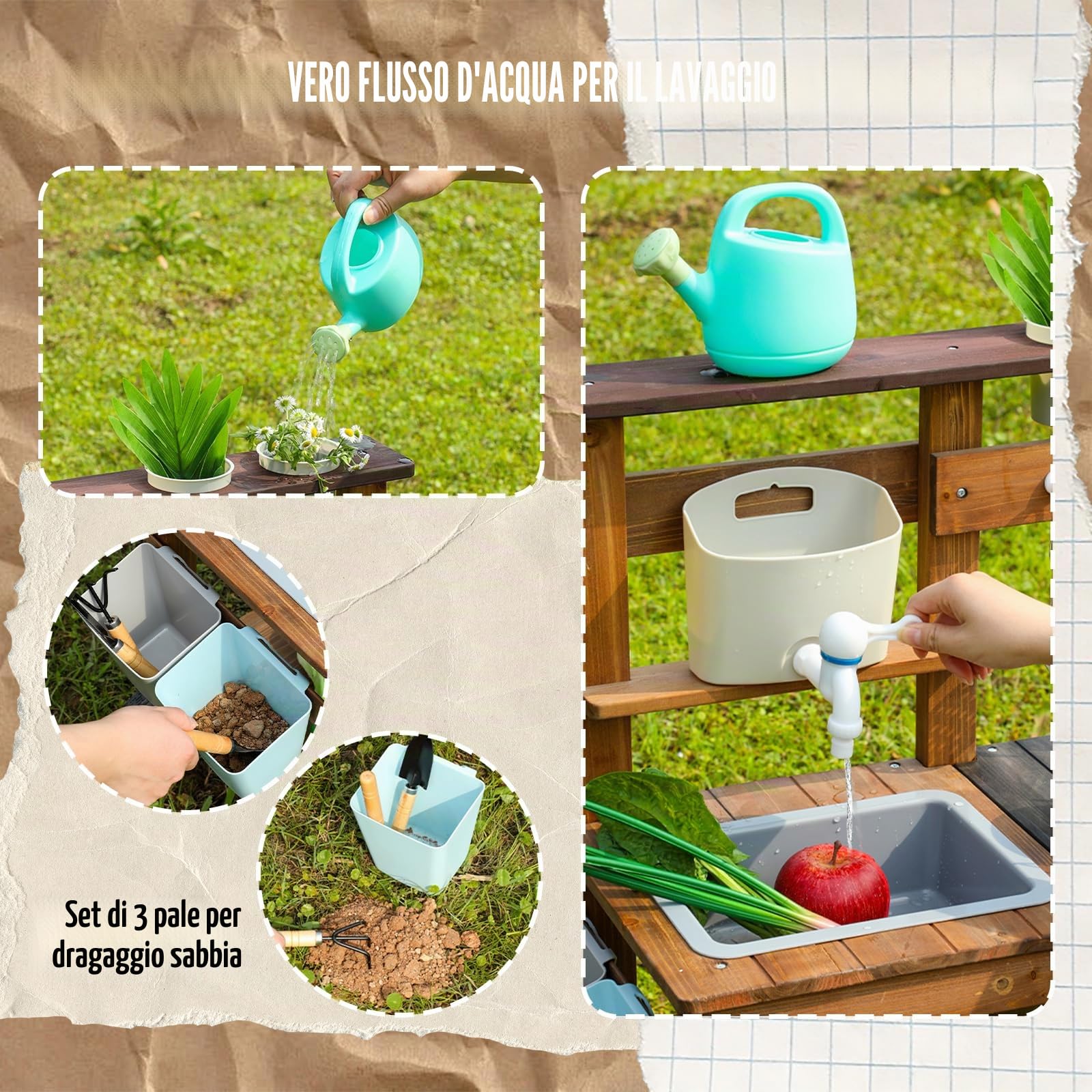 WOODENFUN Cucina giocattolo in legno per bambini