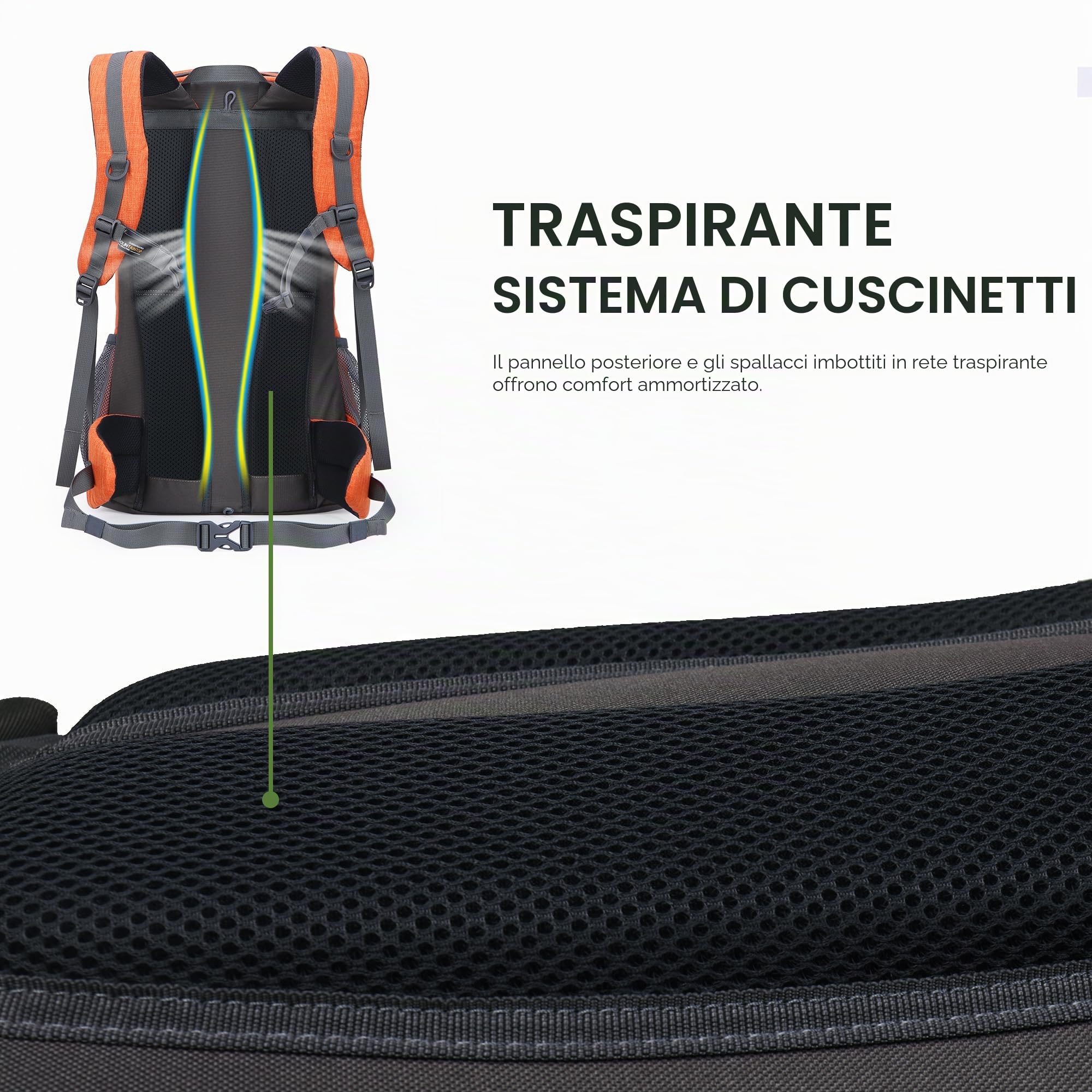 MOUNTAINTOP Zaino da Trekking 40 Litri Unisex Zaino Montagna Uomo Zaino Escursione Donna per Viaggio Hiking Escursione Campeggio con Copertura di Pioggia, 55 x 33 x 20 cm
