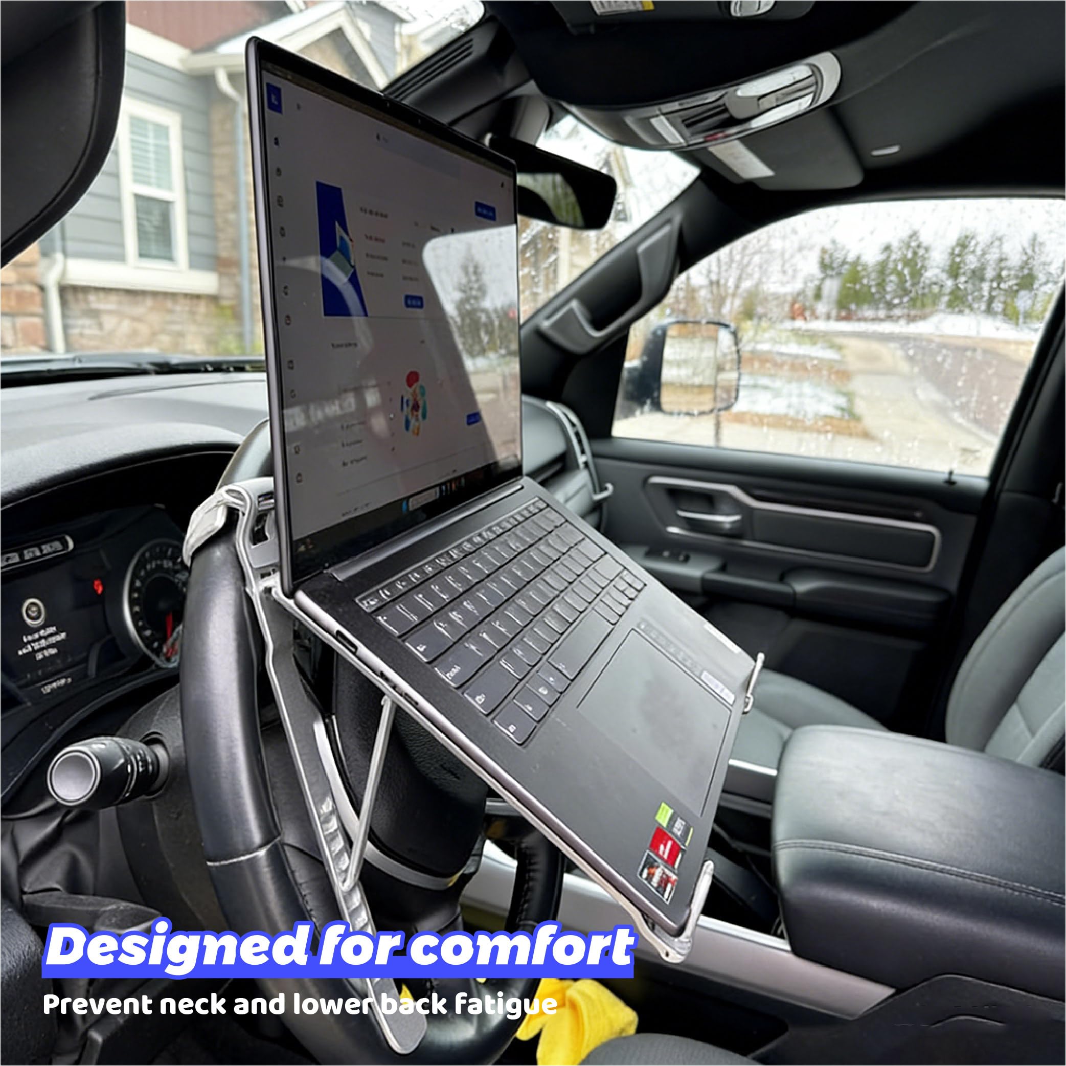 Supporto per Volante Pieghevole per Bentley Bentayga Hybrid Speed W12 2016-2024, volante, regolabile in altezza struttura Supporto per laptop in alluminio,A-Silver