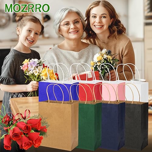 Miniatura 5 de Gentleman Blue - Paquete de 100 bolsas de regalo de 10.5 x 8.5 x 4.5 pulgadas, bolsas de papel con asas, bolsas de papel, bolsa de regalo de