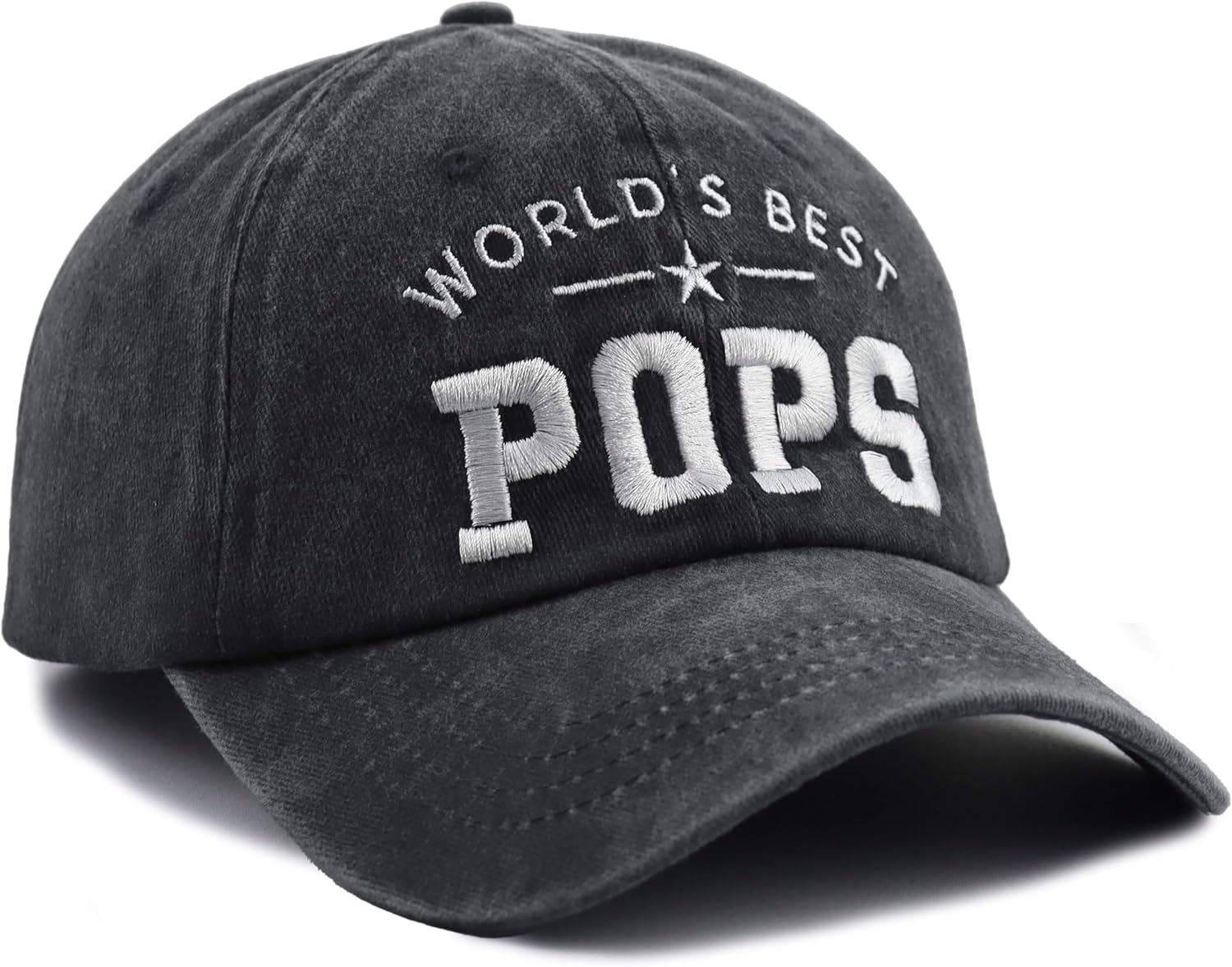 World's Best Pops Hat for Men, Funny Adjustable Cotton Embroidered Papa Baseball Cap - Image 3
