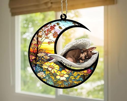 Miniatura 650 de Chow Chow Dog Memorial Suncatcher, adorno de Navidad Chow Chow con nombre, atrapador de pérdida de mascotas, regalos para los amantes de los perros