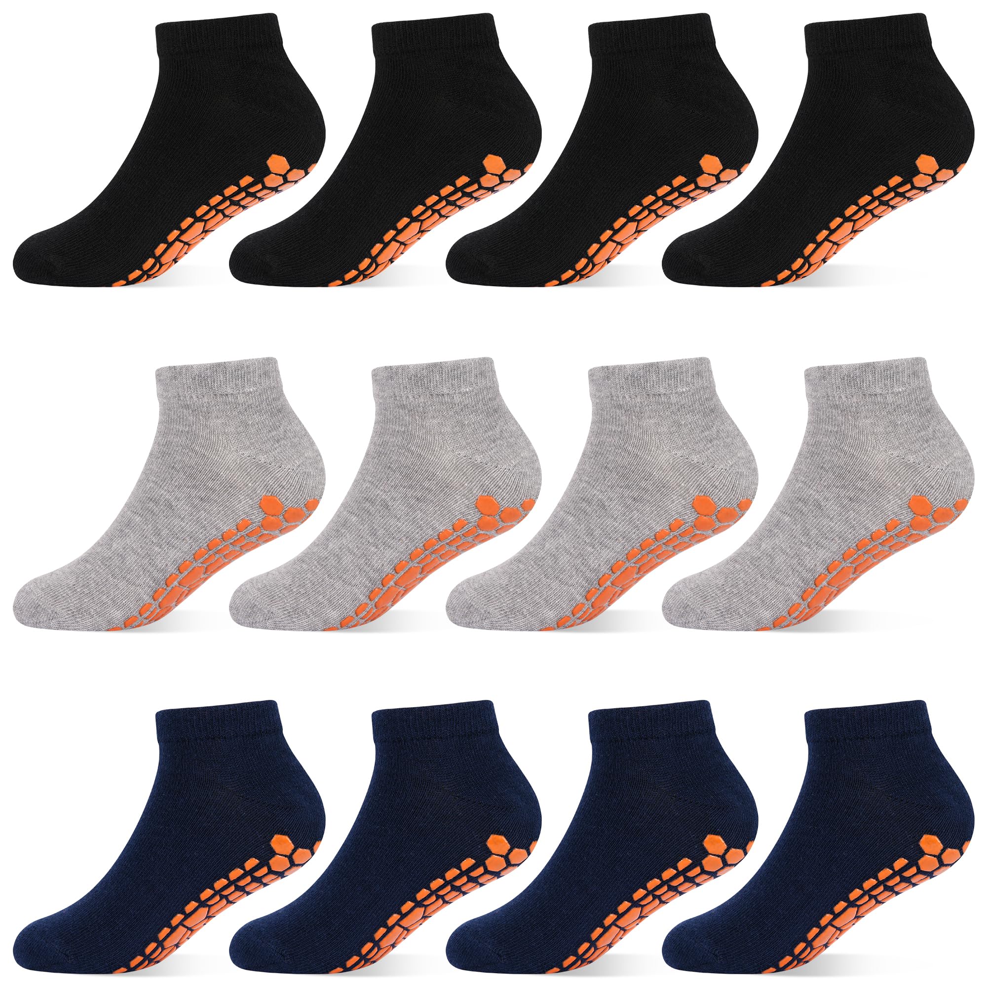 HYCLES Boys Girls Non-Slip Toddler Socks Grip Ankle Sticky Socks Anti-Skid Sock for Kids 6 Pairs for 2-13 Years Kids