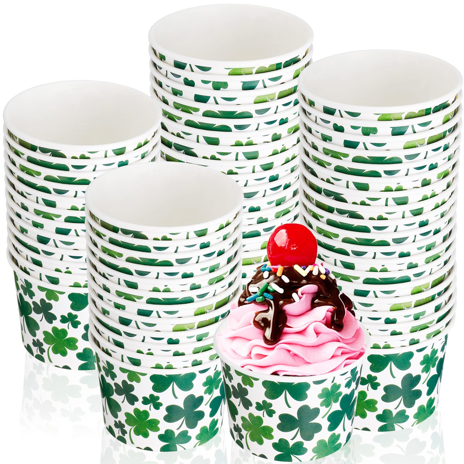 Gobelets en papier St Patrick 255ml jetables pour glace, trèfle vert Saint Patty en carton
