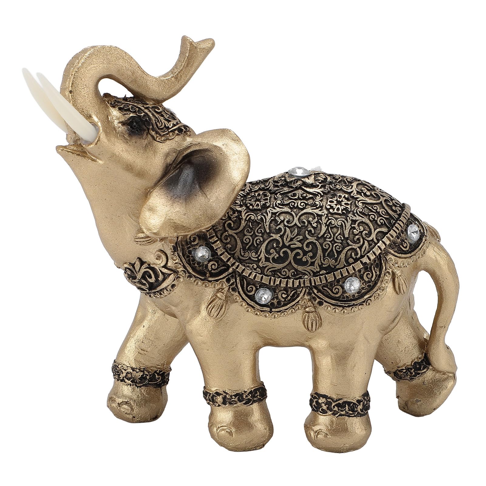 Elephant Statue, Feng Shui Good Luck Elephant Figurine Wealth Lucky Elephant Sculpture, Resin Elegant Elephant Figurine for Home Office Decoration (S)
