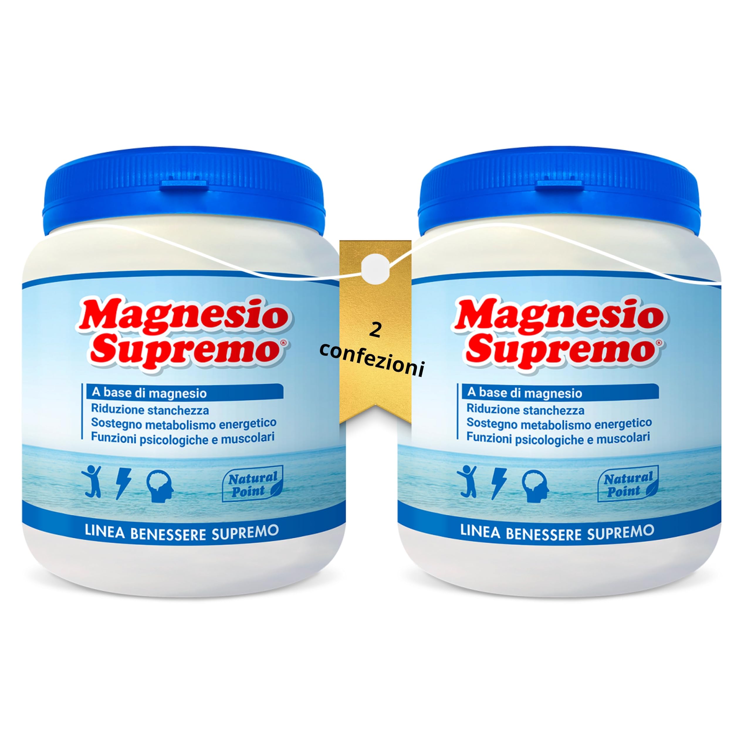 NATURAL POINT - MAGNESIO SUPREMO 2 CONFEZIONI DA 300 GR antistress naturale, stanchezza cronica, mal di testa, sistema nervoso