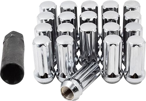 Wheel Accessories Parts Juego de 20 tuercas cromadas de 14 x 1.5 pulgadas de largo para asiento de cono de camión, tuercas de bloqueo de diámetro