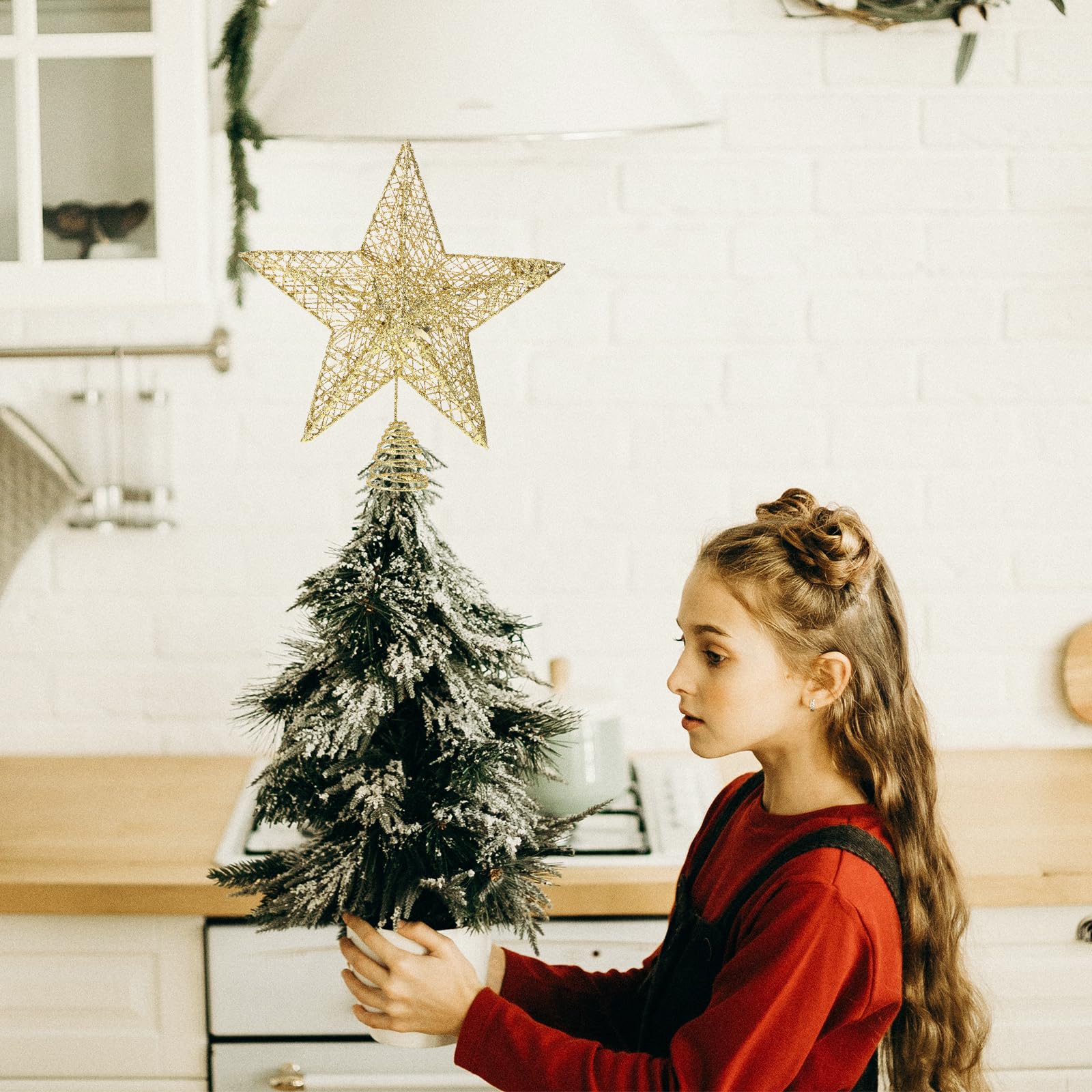 Étoile De Sapin De Noël Blanche Pailletée - Diamètre 20 Cm - Plastique Léger - Pour Cime De Sapin - 3