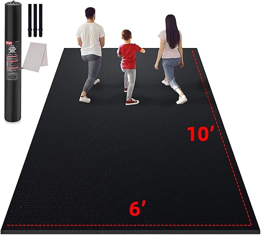 GymCope Large Exercise Mat for Home Workout,10'x6'/9'x6'/8'x6'/7'x5'/6'x4' (7mm) Extra Thick Workout Mat, High-Density Gym Mat for Cardio, Jump Rope, MMA, Weights (Shoe-Friendly)