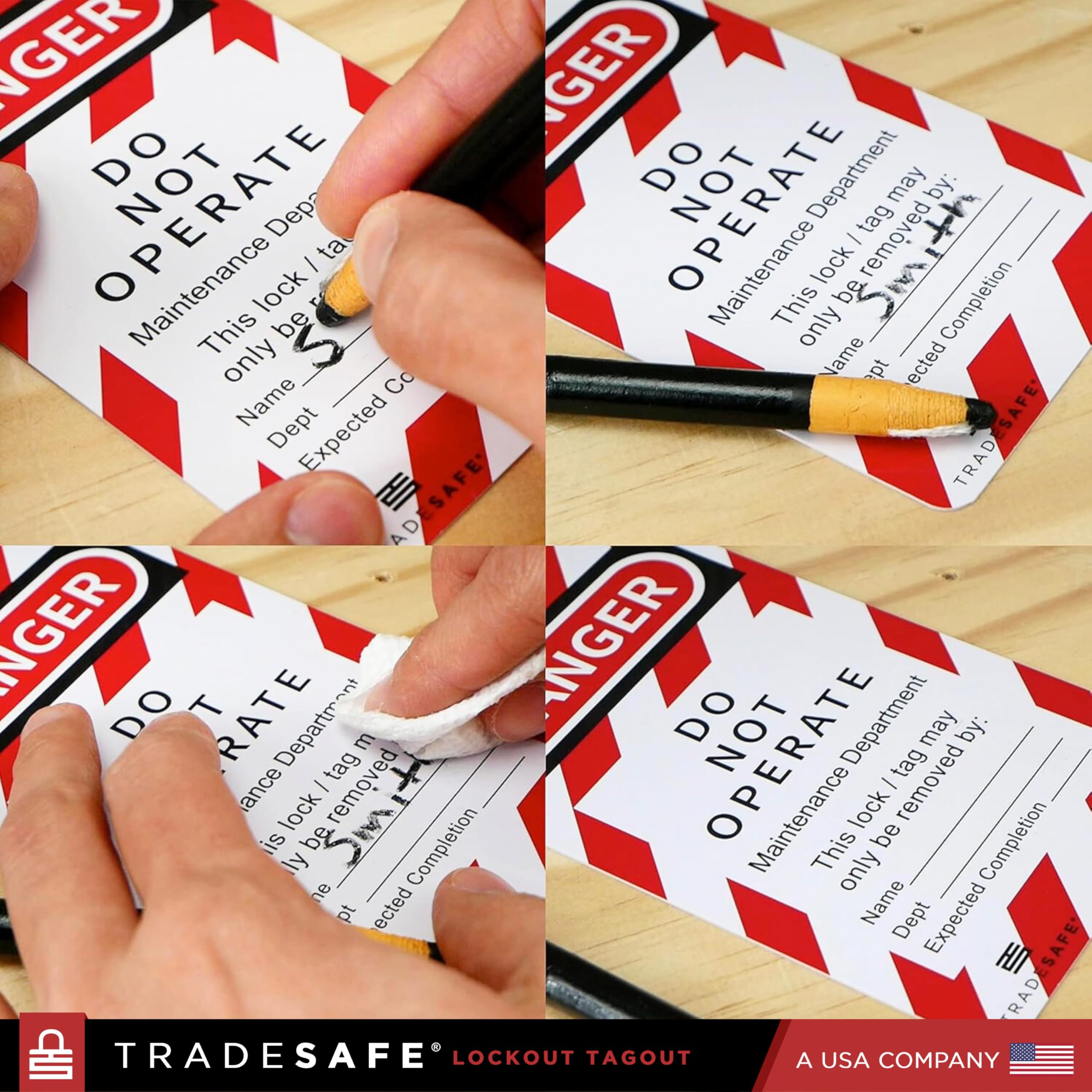 TRADESAFE Estación de etiquetado de bloqueo con dispositivos Loto – Kit de etiqueta de bloqueo con juego de 4 cerraduras de seguridad, cerrojo para candados, 20 etiquetas de no operación para