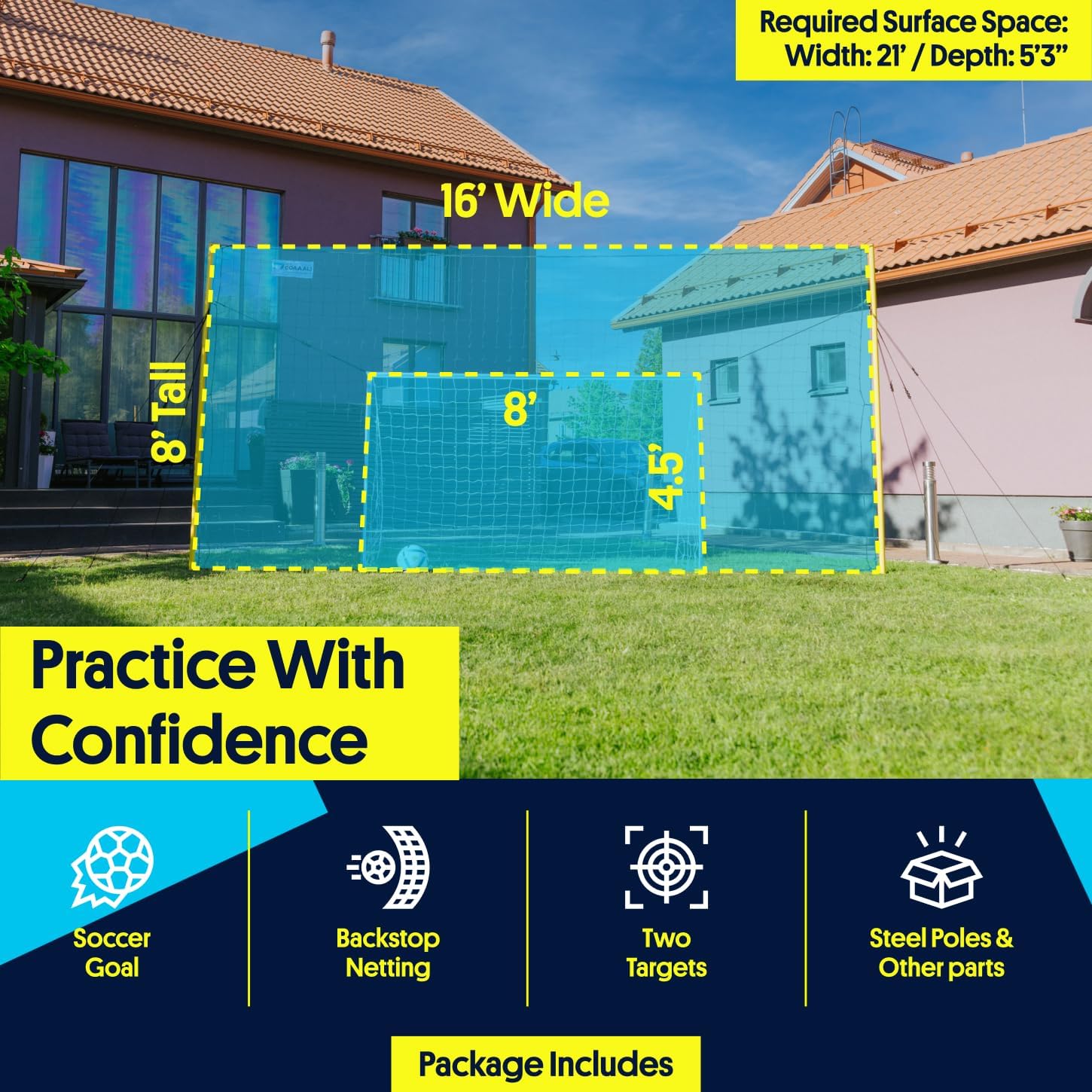 Open Goaaal 3-in-1 Soccer Training Rebounder - Soccer Goal for Volley, Passing, Training - Outdoor Sports, Backyard Games