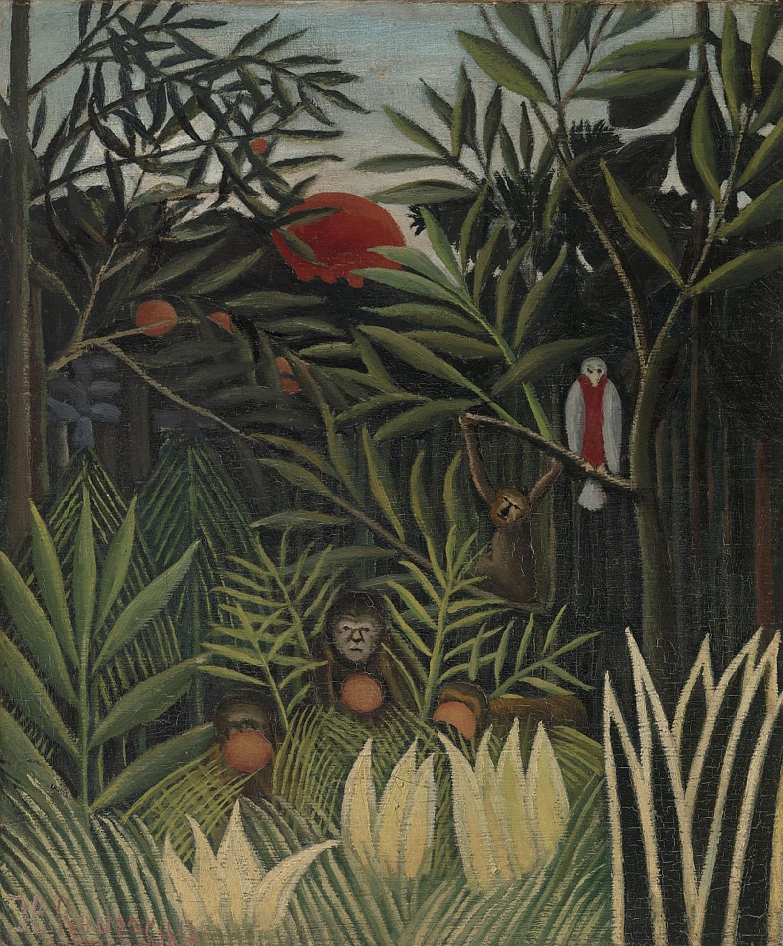 SERENDIPITP Abstract Painting Mural Print Picture Wall Decor Painting Monkeys and Parrot in the Virgin Forest by Henri Rousseau Vintage Wall Artwork for Home Decor 60x90cm