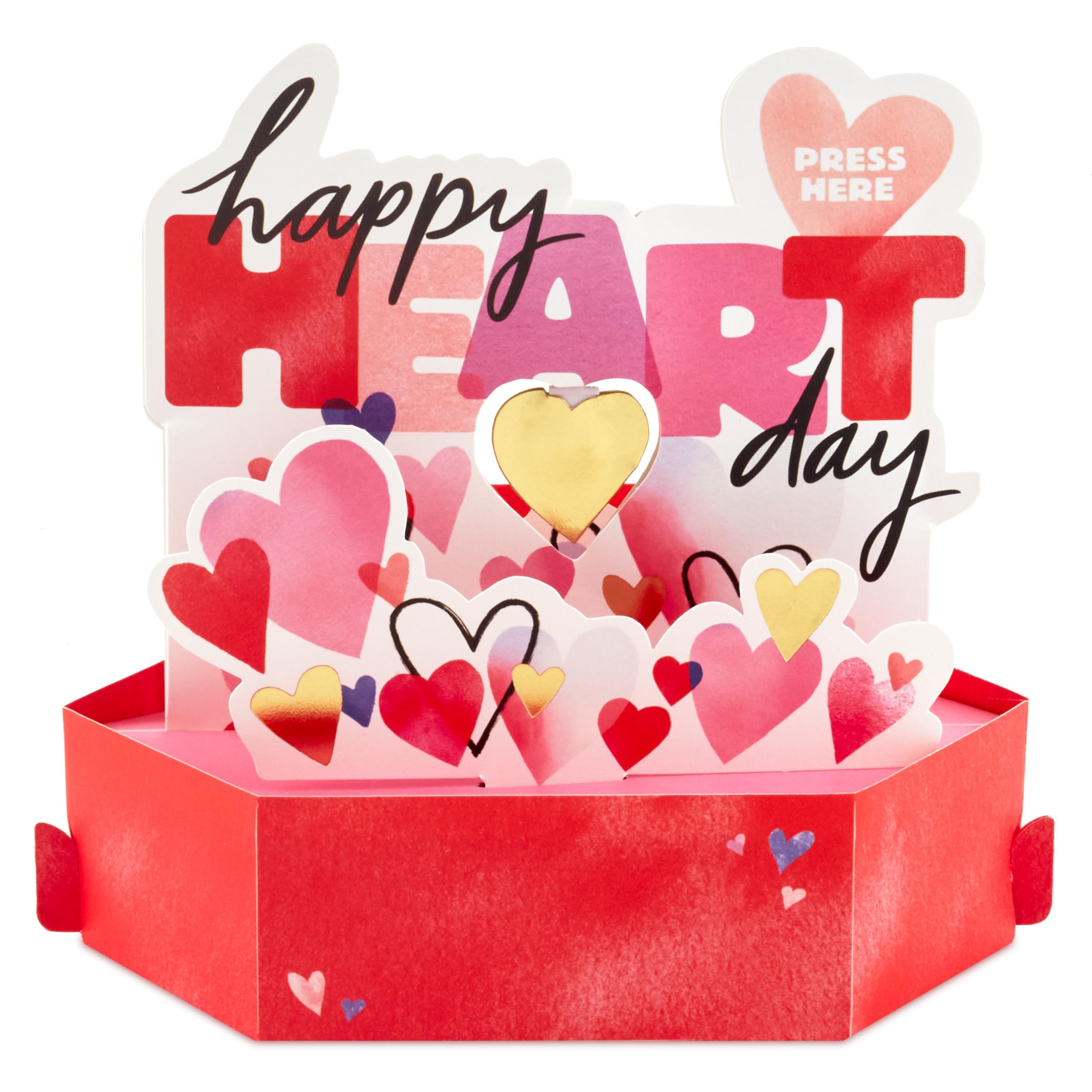 Hallmark Valentines Day Card, 3D & Pop Up, Musical, Motion Spinning Heart, Gold, Pink, Blue, White, red, 16.1cm by 18cm by 10.7cm - Image 2
