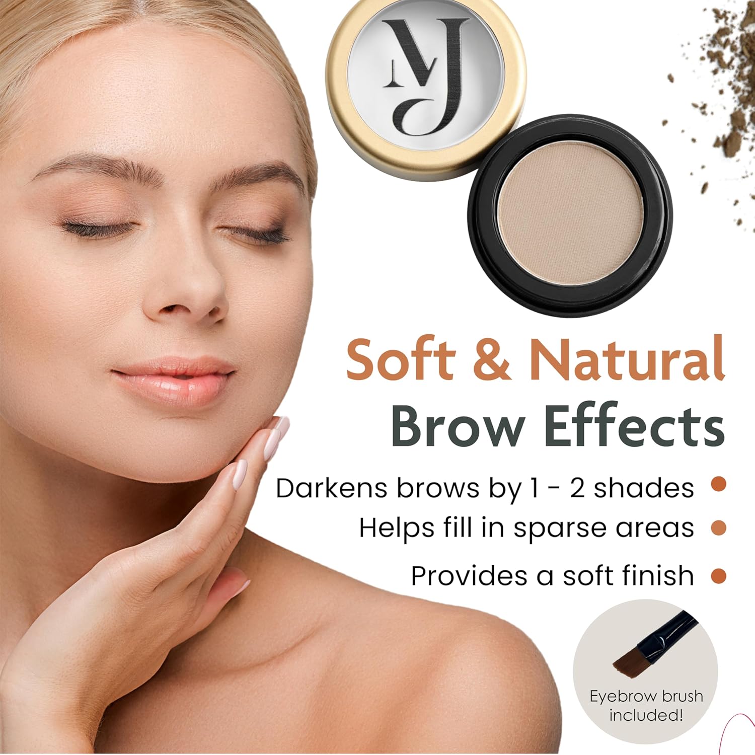 Marie-José Light Blond Eyebrow Powder Sand Beige Eyebrow Cake Powder - Effortless All-Day Brow Beauty - Compact Size 0.10oz for Purse or Travel Size - Made in USA - Image 5