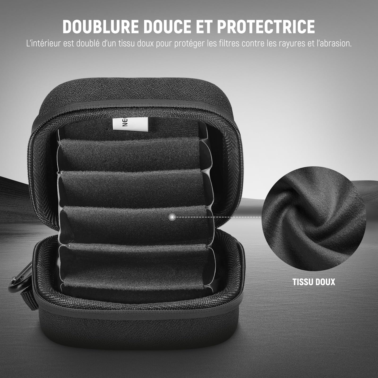 NEEWER Sac de Rangement pour Filtres PB12 11x11 cm avec Séparateurs, Dragonne et Mousqueton