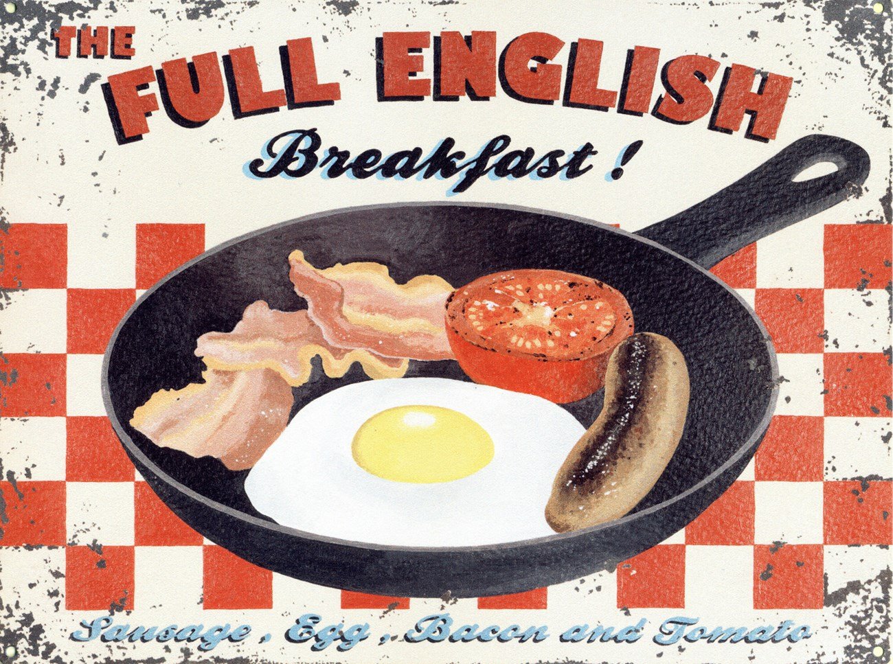 Art Retro Food Advertisment Full English Breakfast Metal Sign 40x30cm