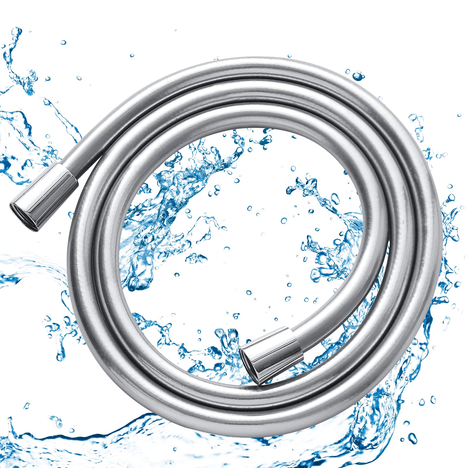 JOMOO Shower Hose, 59 inch Flexible Handheld Shower Hose Replacement Hose for Handheld Shower Extra Long with Anti-Twist Brass Connections Silverflex Collection, Easy Install