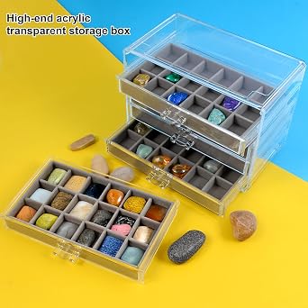 Rock Display Case 5 Layer Rock Collection Box for Kids Crystal Display Shelf Perfect for Showcasing Gemstones Minerals and Rock Collections Organize Your Rock Collection with Style and Elegance